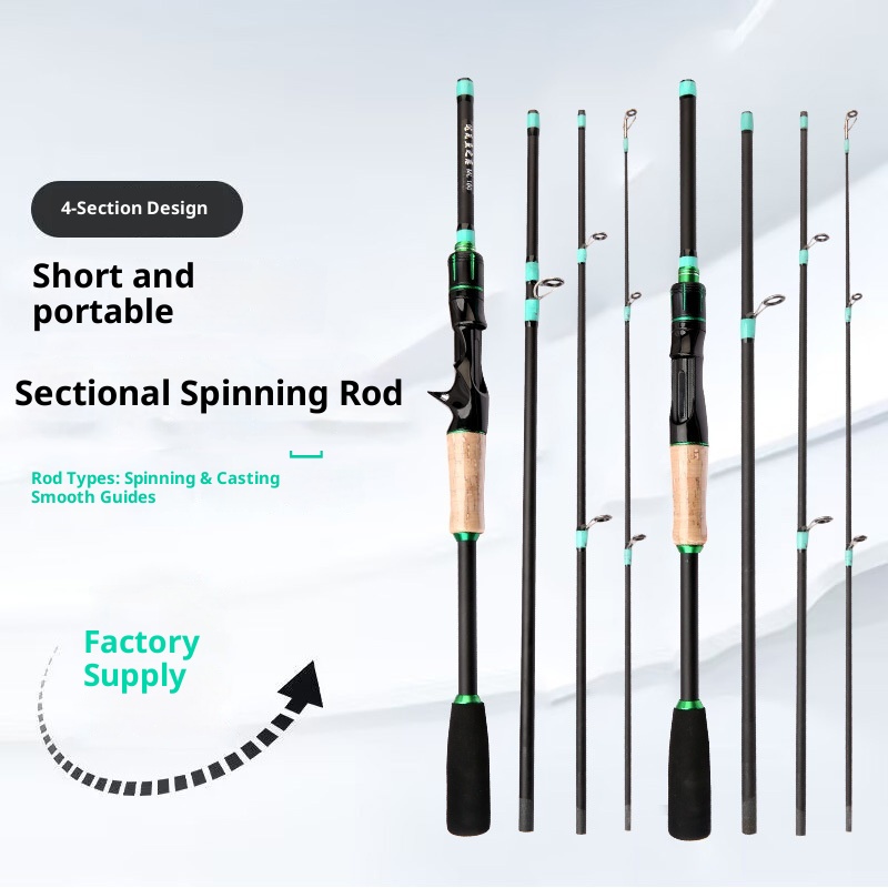 CHEERY 4 Section Carbon Fiber Lure Rod Action Adjustable Straight Handle Bass Fishing Rod Alloy Guides Baitcasting/Spinning – Fishing Rod – view 3