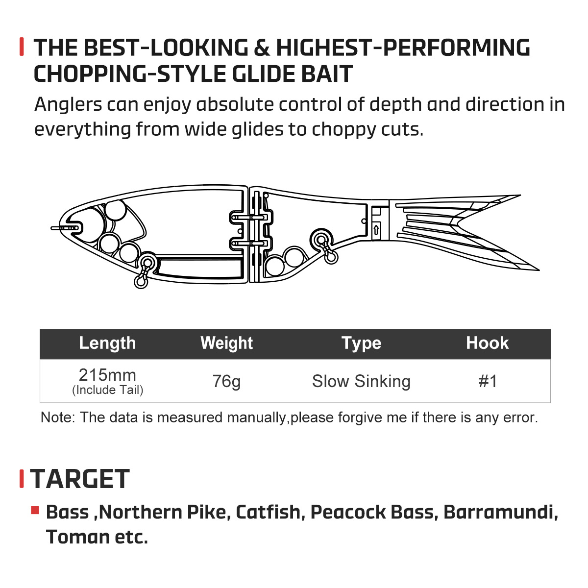 High Quality Jointed Baitfish Fishing Lure Hard Rubber Tail Shad Profile Glide Swimbait – Swimbait – view 4