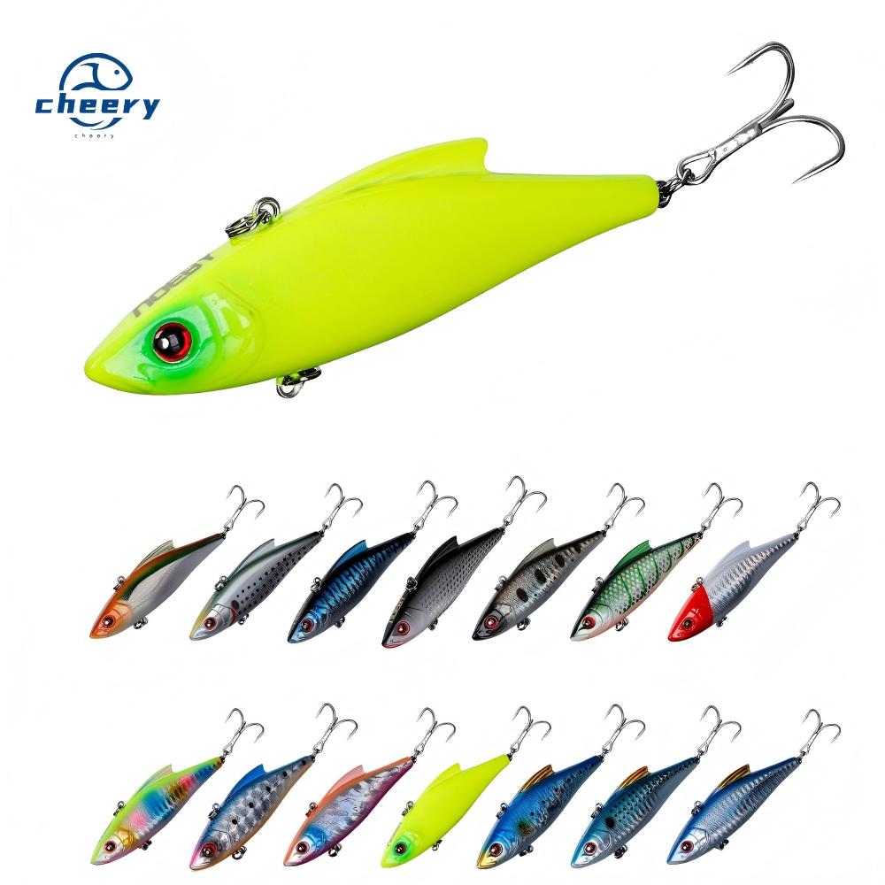 CHEERY Sea Bass Crank Minnow Lure Vib Rattle Hard Bait with Hooks Plastic Deep Sea Fishing Tackle – Metal Lure – view 1
