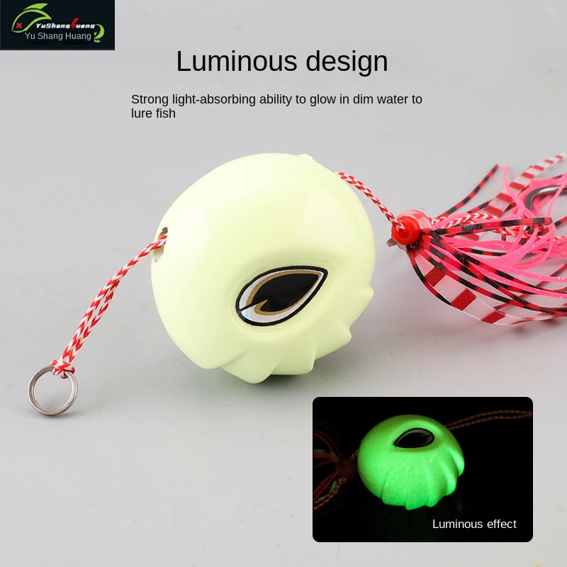 Cheery Mudah HT1223 Full Moon Luminous Artificial Hard Bait Bass Bottom Fishing Ocean Beach Use Modified Lead Plate Design Hooks – Metal Lure – view 4