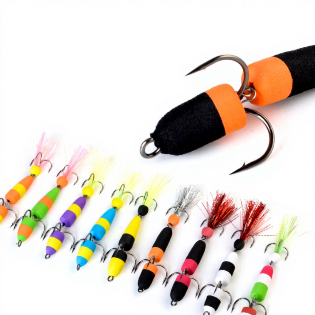 Cheery FISHKING Floating Foam Bait Three Anchor Barbed Hooks Bass Fishing High Carbon Steel Material Bottom Fishing Technique – Metal Lure – view 1