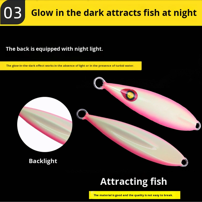 Long Casting Freshwater Casting Butterfly Shape Jig Lure Night Glow Fast Sinking Slow Jigging Simulation Bait Lead 30g 40g – Metal Lure – view 4