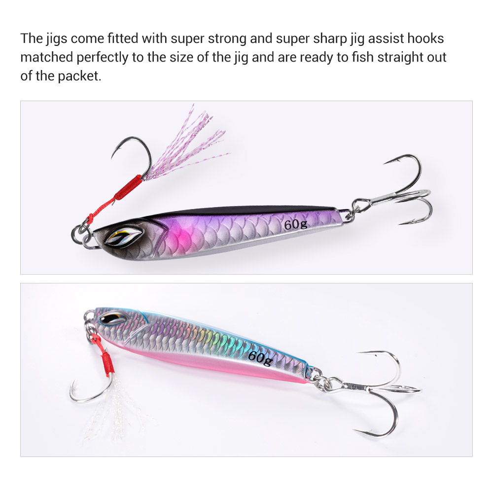 Micro Jig Lure Assist Hook Long Distance Reeling Fall Metal Fishing Slide Jig – Metal Lure – view 2