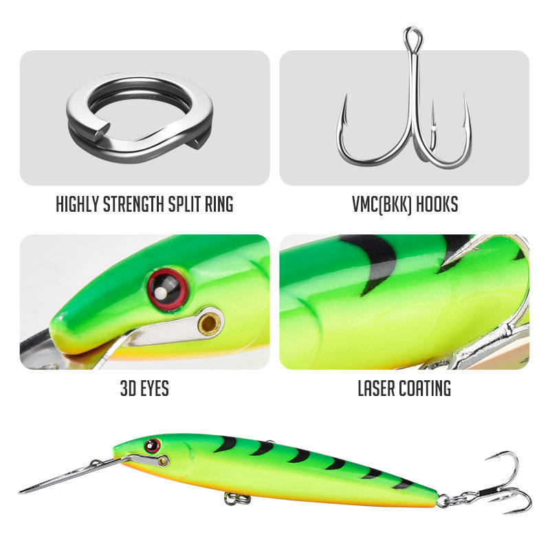 CHEERY New Arrival 130/185/225mm Steel Lip Wobbers Trolling Saltwater Artificial Sea Fishing Lures – Minnow – view 3