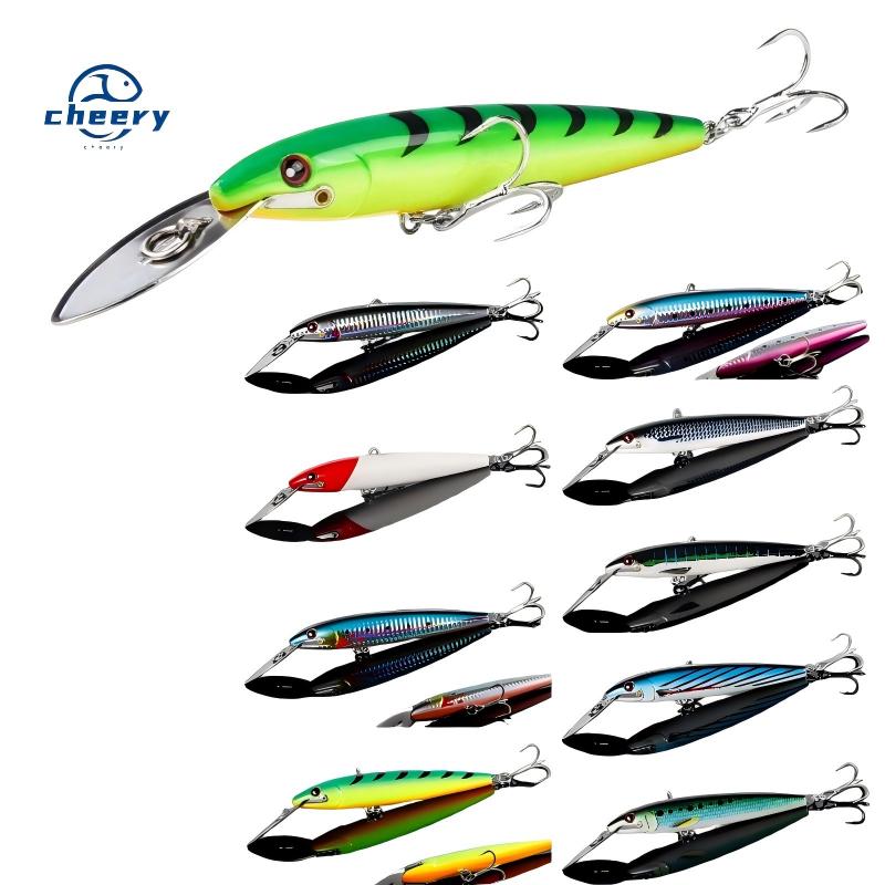 CHEERY New Arrival 130/185/225mm Steel Lip Wobbers Trolling Saltwater Artificial Sea Fishing Lures – Minnow – view 1