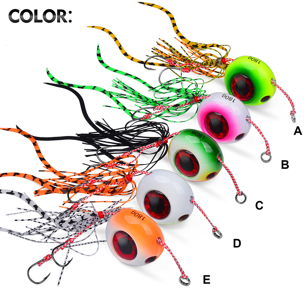 40g-120g Luminous Glow Lead Jigging Lure Slow Jig Head Rubber Skirts Assist Hooks for River Stream Sea Fishing Bass Carp Trout – Metal Lure – view 3