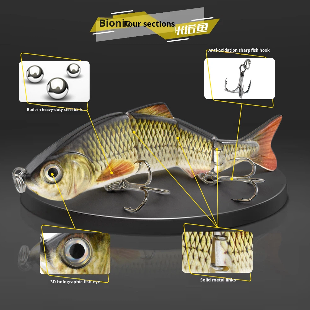 Fishing Gear Wholesale Customizable Logo Full Swim Layer Long Casting Sinking Lure 4-Section Plastic Live Bait Hooks Bait – Fishing Lure – view 4
