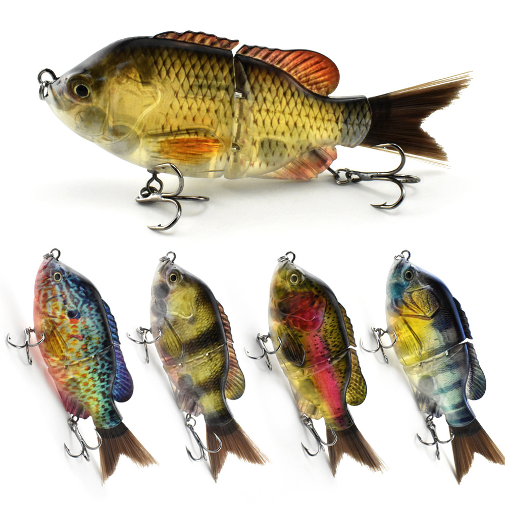 125mm Plastic Wire Tail 2-Section Sunfish Simulation Multi-Section Live Bait S-Type Flexible Underwater Swimming Lure with Hooks – Fishing Lure – view 2