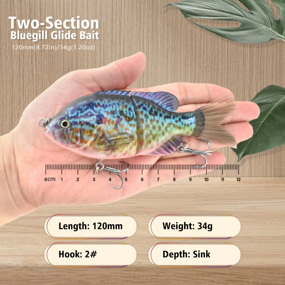 125mm Plastic Wire Tail 2-Section Sunfish Simulation Multi-Section Live Bait S-Type Flexible Underwater Swimming Lure with Hooks – Fishing Lure – view 5