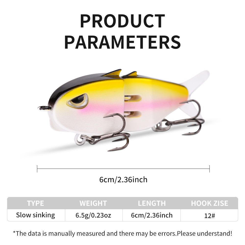 Cheery New Plastic Lure Bait Multi-Section Colorful Double Hook Small Swim Bait Mm60 Fishing Bass Lure – Fishing Lure – view 4