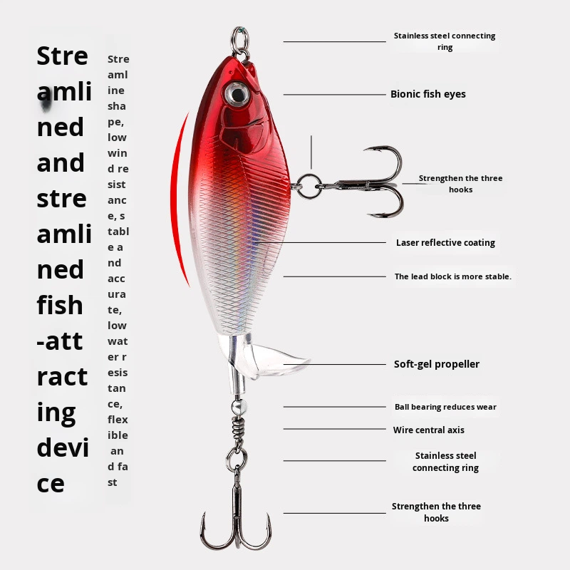 Lure Bait System Long Cast Floating Pencil Live Bait Set Propeller Bionic Bait Freshwater Fishing Snakehead Fish Metal – Fishing Lure – view 4