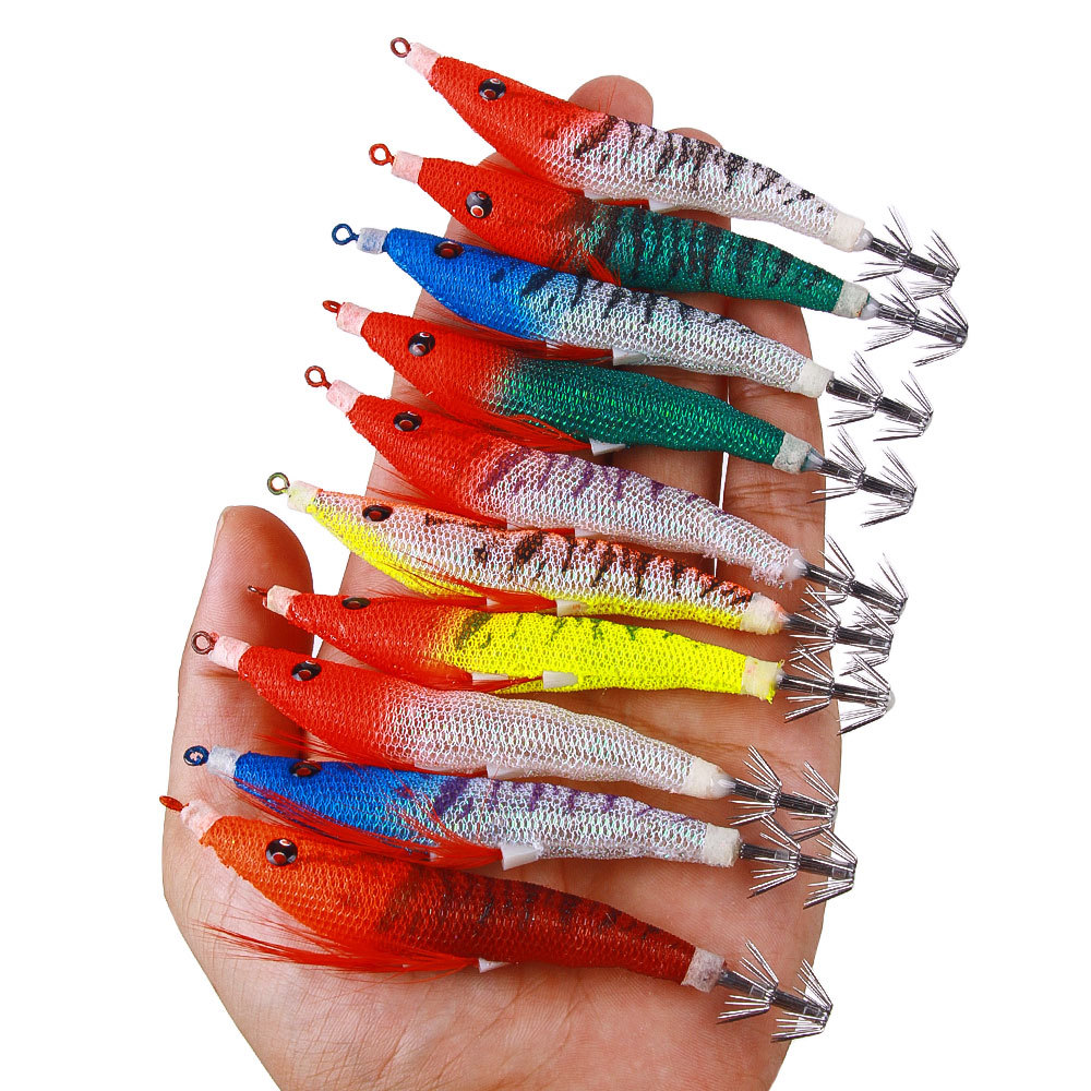 Cheery Live Bait Wood Shrimp Set Bionic 12-Piece Luminous Squid Hook Fluorescent Fake Shrimp Electronic Double Row Fishing Gear – Fishing Lure – view 4