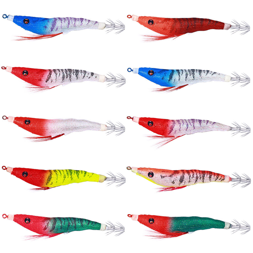 Cheery Live Bait Wood Shrimp Set Bionic 12-Piece Luminous Squid Hook Fluorescent Fake Shrimp Electronic Double Row Fishing Gear – Fishing Lure – view 5