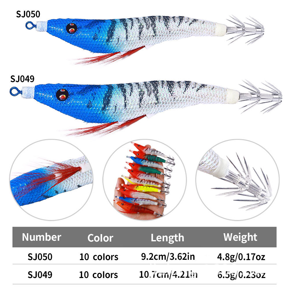 Cheery Live Bait Wood Shrimp Set Bionic 12-Piece Luminous Squid Hook Fluorescent Fake Shrimp Electronic Double Row Fishing Gear – Fishing Lure – view 2