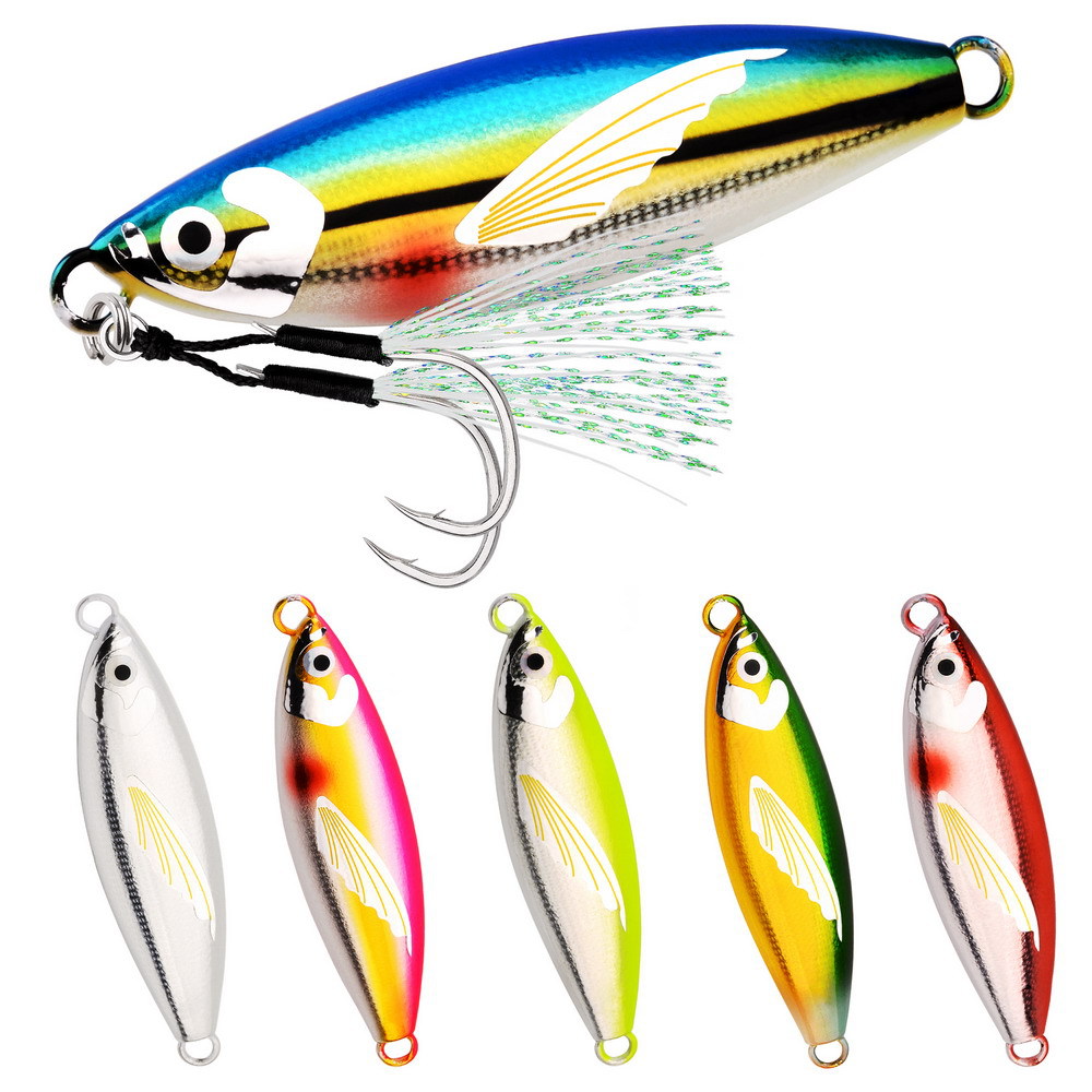 Cross-border Asymmetric Luminous UV Deep-sea Boat Fishing Iron Plate Lead Live Bait Slow Jig Long-distance Casting Hooks Lure – Fishing Lure – view 1
