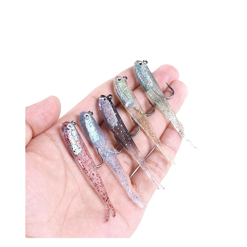 For Silicone Live Bait Fork Tail Lead Head Hook Fishing Lure 7cm 5g with Hooks Multi-color Sea Fishing Gear – Fishing Lure – view 3