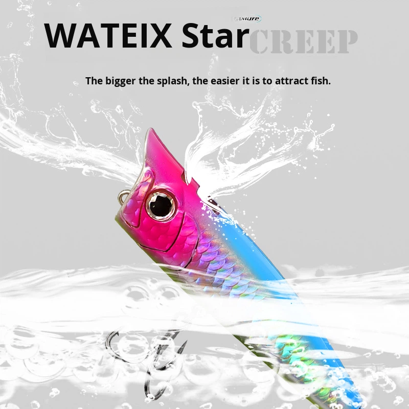 CHEERY Metal Water-spraying Wave Crawling Floating Lure Bass Mandarin Fish Snakehead Saltwater Fish Trout Surface Noise – Fishing Lure – view 3