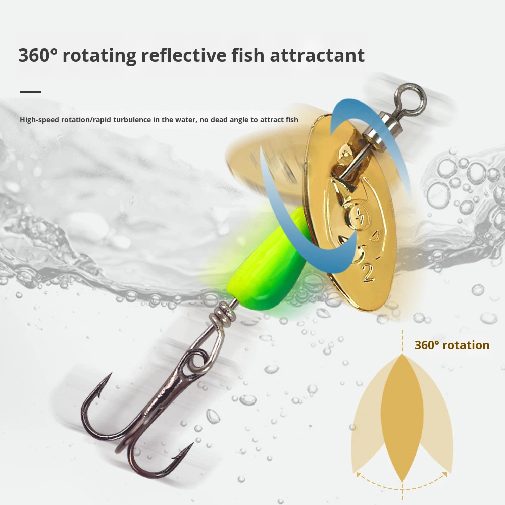 Micro Lure Eccentric Sinking Hand Crank Rotating Spinner Live Bait Fly Casting Far Casting Mouth White Strip Metal Spinner Hooks – Fishing Lure – view 5