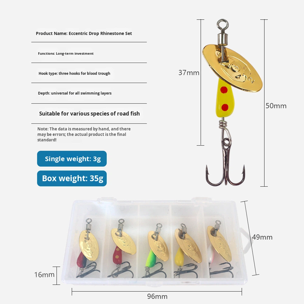 Micro Lure Eccentric Sinking Hand Crank Rotating Spinner Live Bait Fly Casting Far Casting Mouth White Strip Metal Spinner Hooks – Fishing Lure – view 3