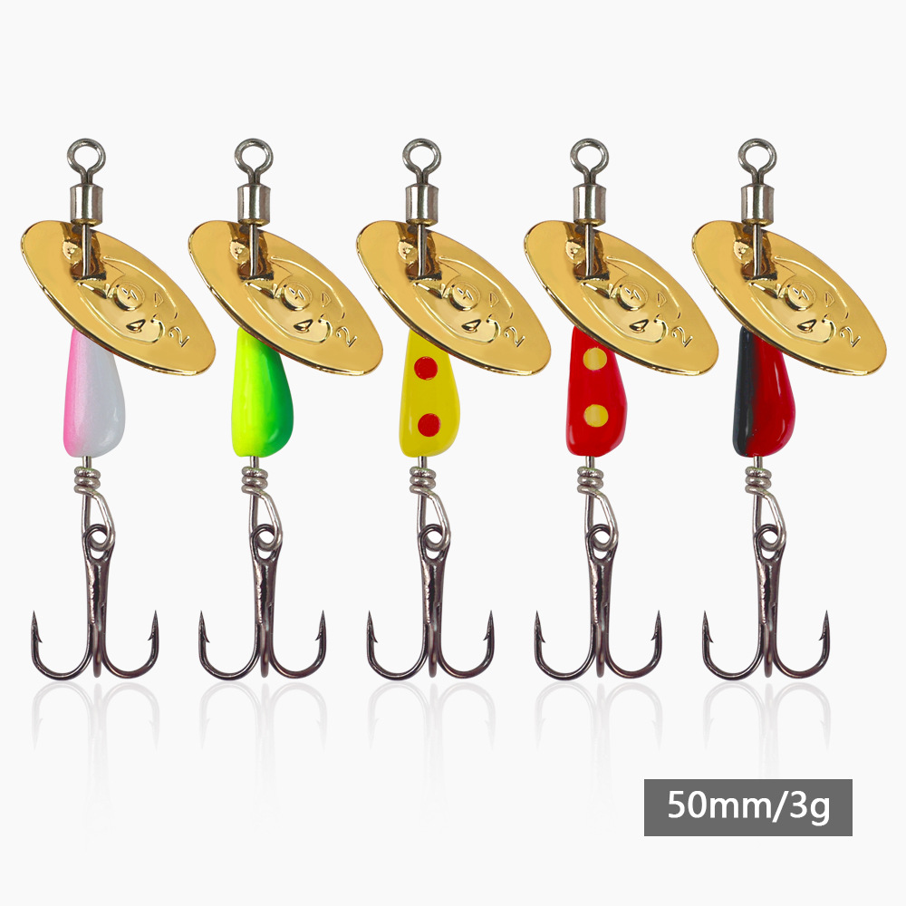 Micro Lure Eccentric Sinking Hand Crank Rotating Spinner Live Bait Fly Casting Far Casting Mouth White Strip Metal Spinner Hooks – Fishing Lure – view 1
