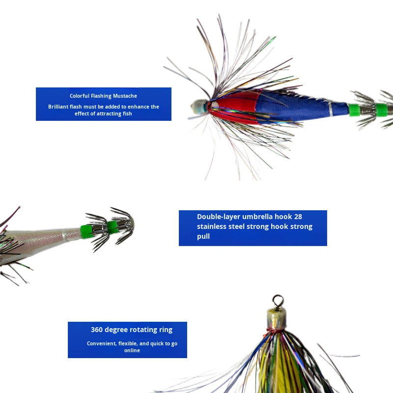 Source Factory New Version Colorful Metal Mustache Luminous Strong Bionic Hard Bait Live Bait Shrimp Cloth Roll Squid Hook – Fishing Lure – view 5