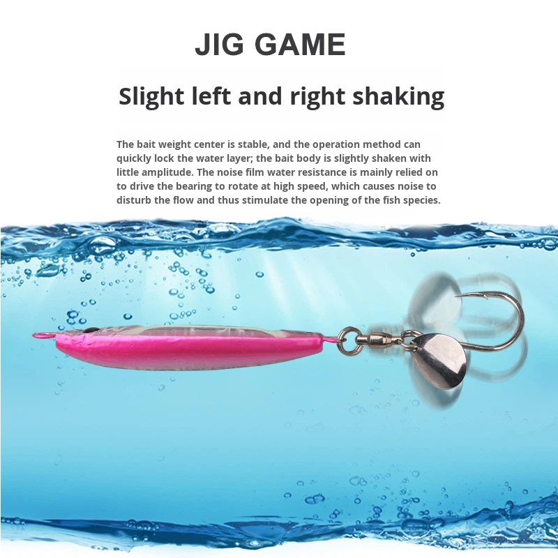 Cheery Little Fat Slow Jigging Stainless Steel Plate Rotating Bearing Sequin UV Single Hook Boat Fishing Lure Swordfish Fishing – Fishing Lure – view 3