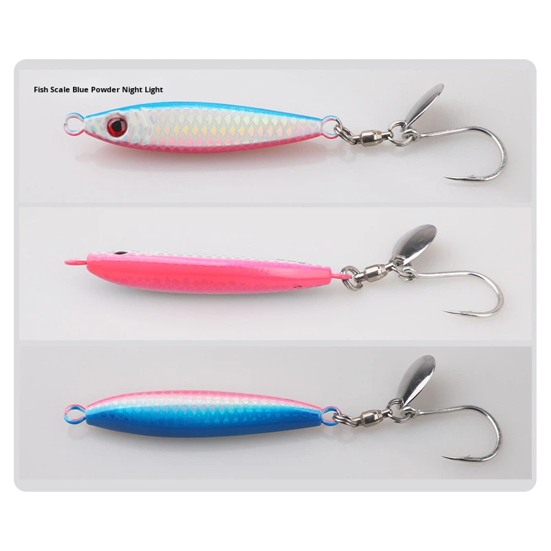 Cheery Little Fat Slow Jigging Stainless Steel Plate Rotating Bearing Sequin UV Single Hook Boat Fishing Lure Swordfish Fishing – Fishing Lure – view 5