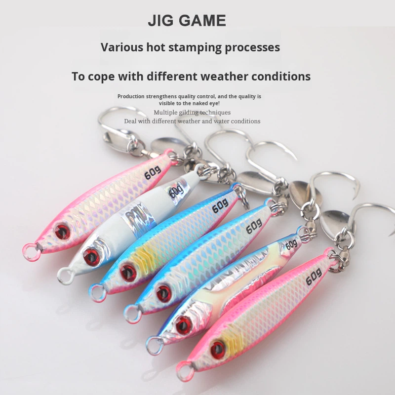 Cheery Little Fat Slow Jigging Stainless Steel Plate Rotating Bearing Sequin UV Single Hook Boat Fishing Lure Swordfish Fishing – Fishing Lure – view 4
