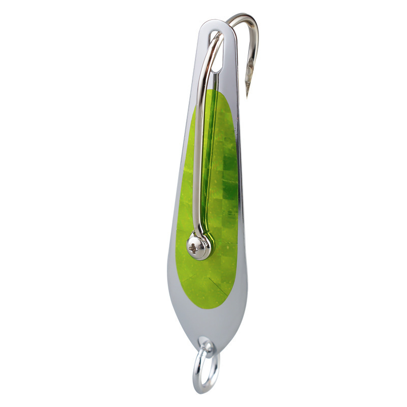 Stainless Steel Sequin 8cm 13g Single Hook Large Plate Boat Deep Sea Fishing Live Bait Printed Big Spoon – Fishing Lure – view 2