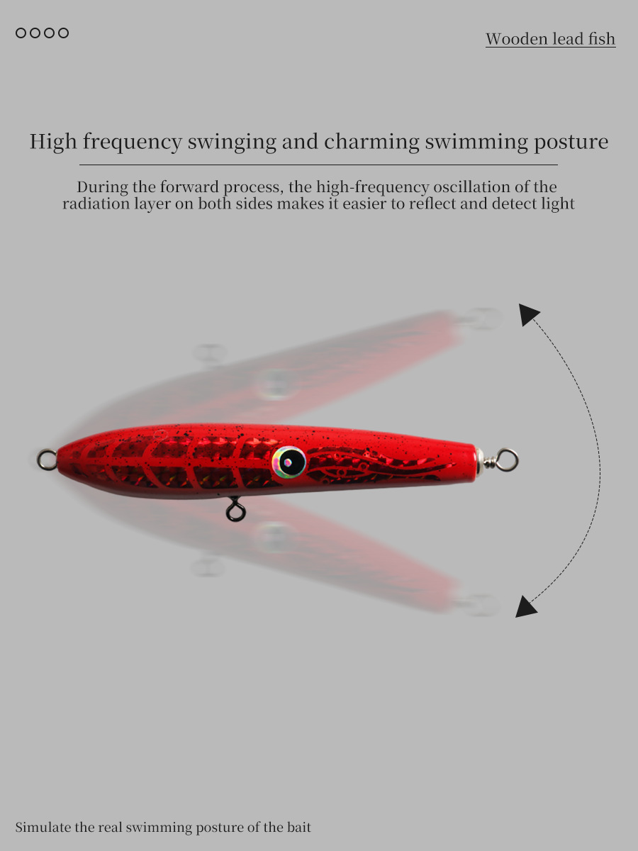 Metal Printed Wooden Floating Pencil Bait 16cm 45g Sea Fishing Deep Sea Golden Gun GT Cattle Port Luya with Hooks – Fishing Lure – view 4