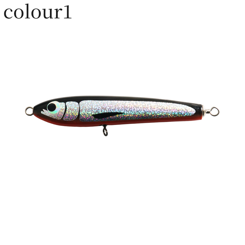 Metal Printed Wooden Floating Pencil Bait 16cm 45g Sea Fishing Deep Sea Golden Gun GT Cattle Port Luya with Hooks – Fishing Lure – view 1