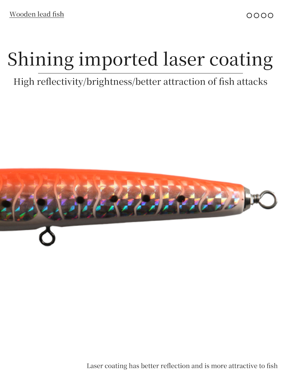 Metal Printed Wooden Floating Pencil Bait 16cm 45g Sea Fishing Deep Sea Golden Gun GT Cattle Port Luya with Hooks – Fishing Lure – view 3
