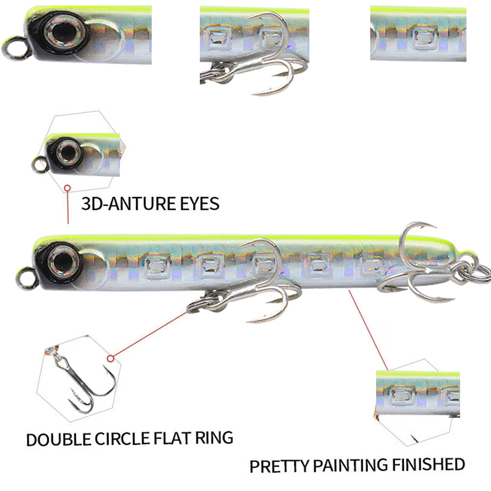 Wholesale 60mm Japanese Style Hard Plastic Fishing Bait 4.8g Sinking Pencil Lures for Perch Bass Trout for River Sea Fishing – Metal Lure – view 3