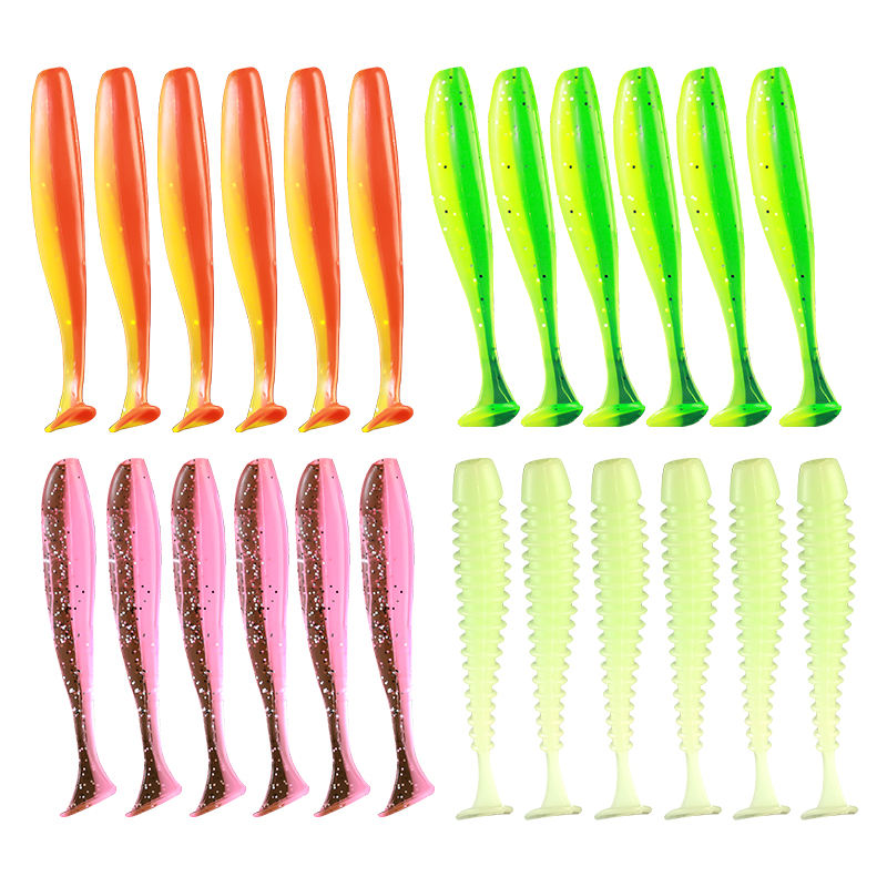 CHEERY Fishing Lure With Jig Hook Set Artificial Soft Bait Plastic Bionic Swimbait Fishing Lure Group Paddle Tail Swim Baits – Worms & Grubs – view 5