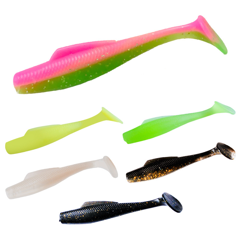 Hot Sale New Arrival 6 PCS/Bag 8cm/4.8g Luminous Colorful Pike Bass Fishing Lure Artificial Soft TPE Bait Soft Plastic Tail – Worms & Grubs – view 1