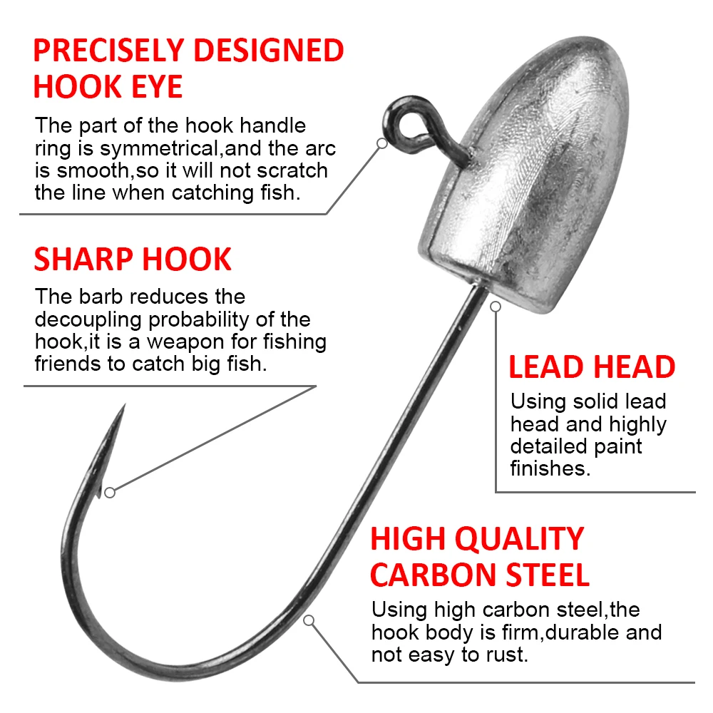 CHEERY 1g 2g 3g 4g Mini Ice Fishing Jig Head Hook Rockfish Barbed Finesse Fishing Hooks Soft Worm Jigging Tackle Bass Trout – Fishhook – view 4