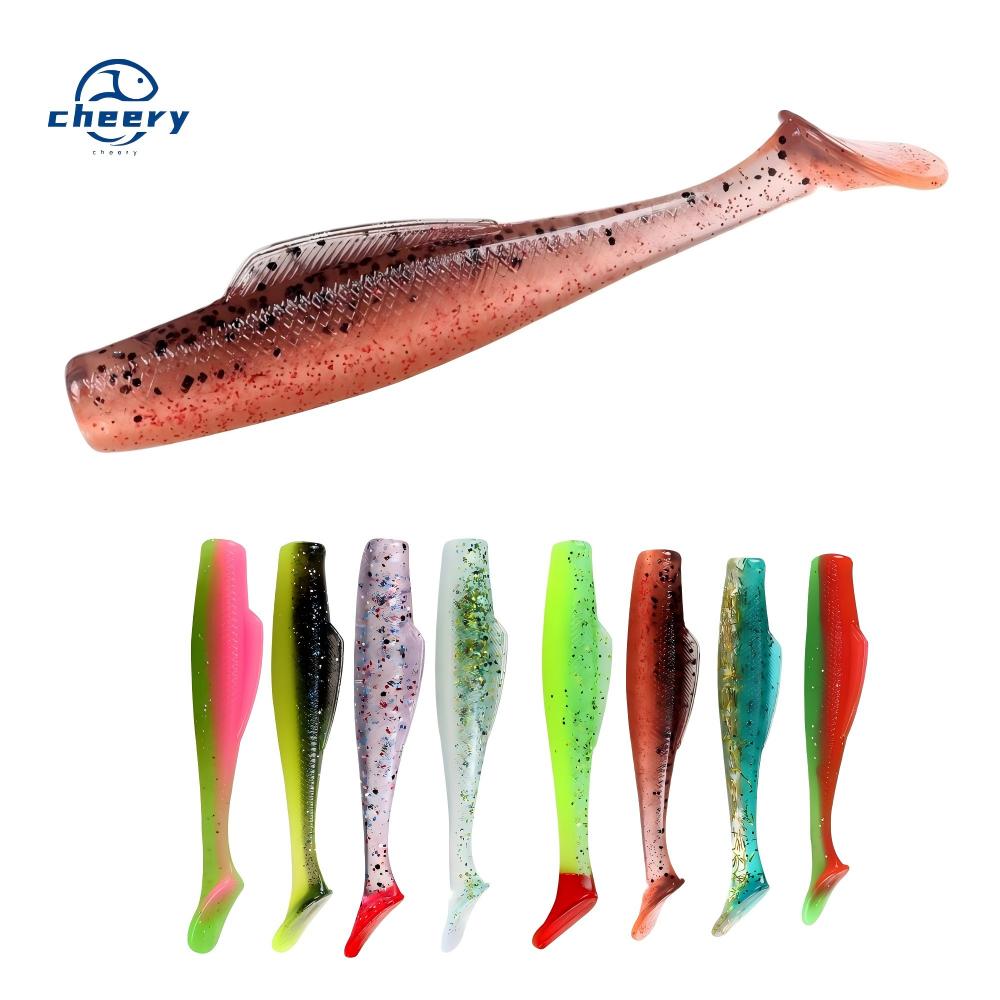 CHEERY TPR 65mm 2.3g 55mm 1.8g Soft Paddle T Tail Fishing Ripple Shad Lure Small Double Color Artificial Swimming Bait – Worms & Grubs – view 1
