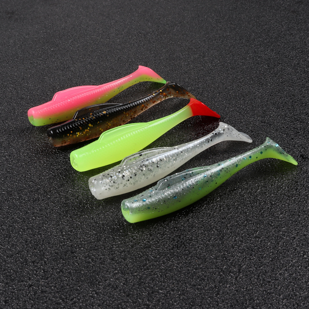 CHEERY TPR 65mm 2.3g 55mm 1.8g Soft Paddle T Tail Fishing Ripple Shad Lure Small Double Color Artificial Swimming Bait – Worms & Grubs – view 4