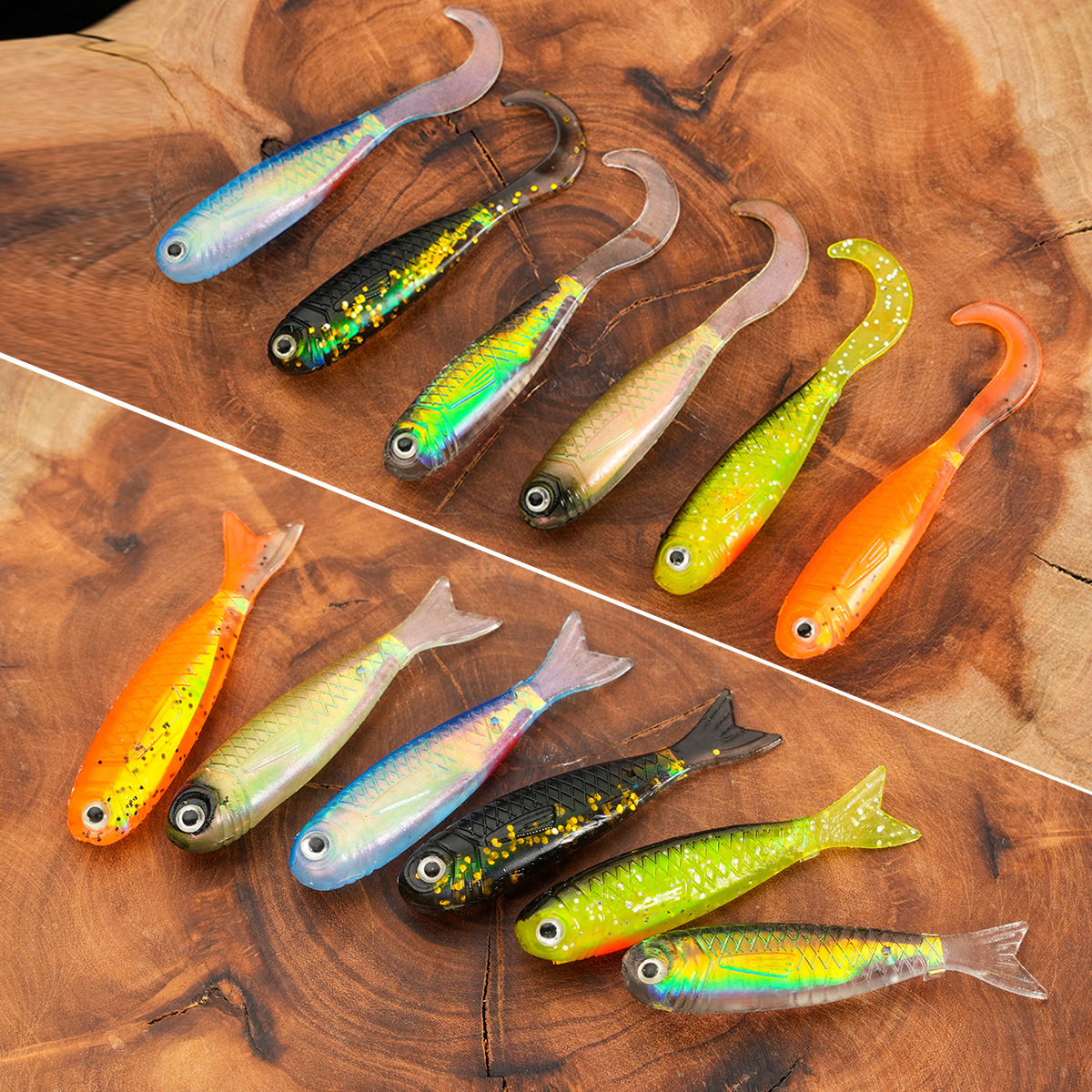 CHEERY 5CM Mini Bait for Fishing Black Pit Bass Mandarin Fish Built-In Reflective Aluminum Foil Simulation Fork Tail Soft Bait – Worms & Grubs – view 2