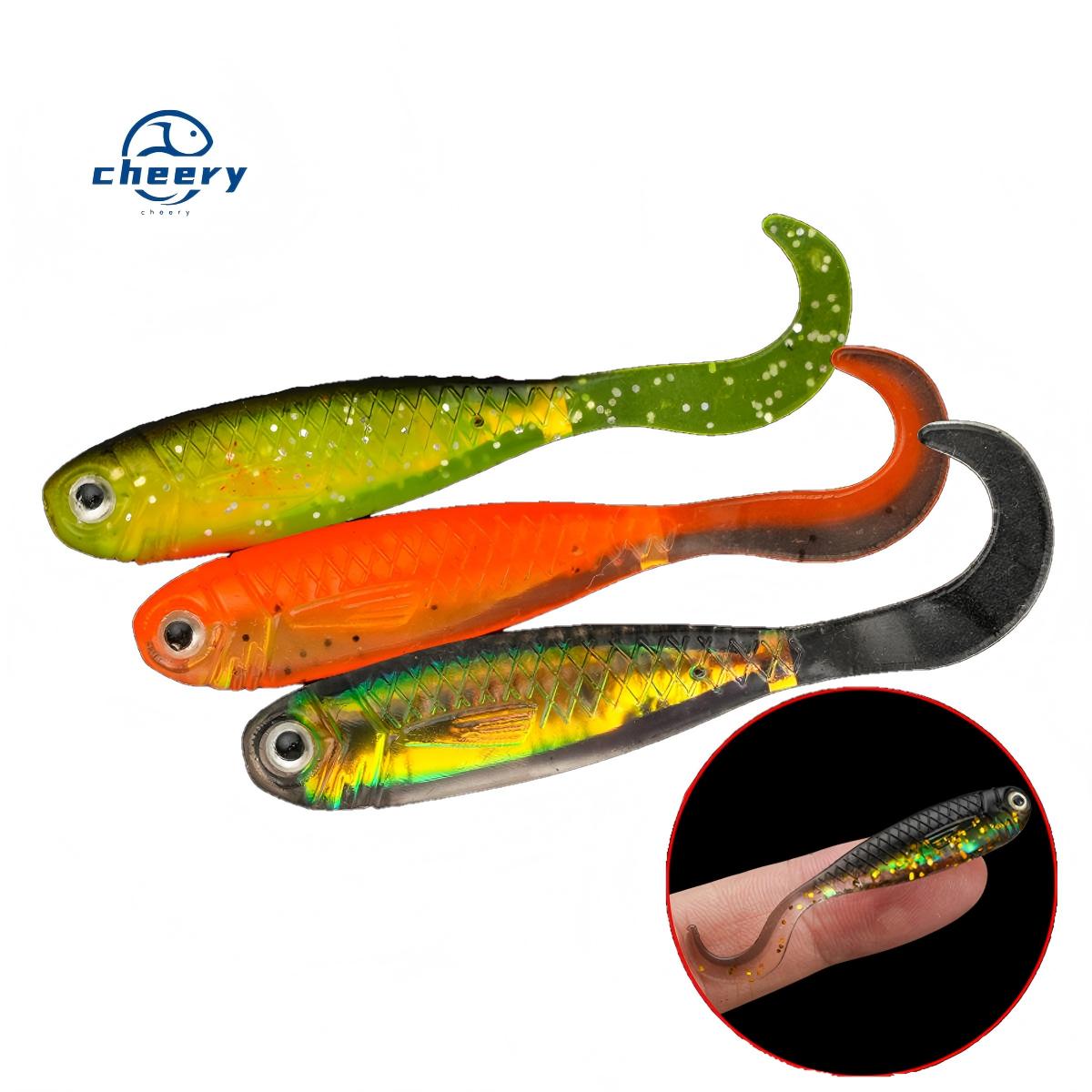 CHEERY 5CM Mini Bait for Fishing Black Pit Bass Mandarin Fish Built-In Reflective Aluminum Foil Simulation Fork Tail Soft Bait – Worms & Grubs – view 1