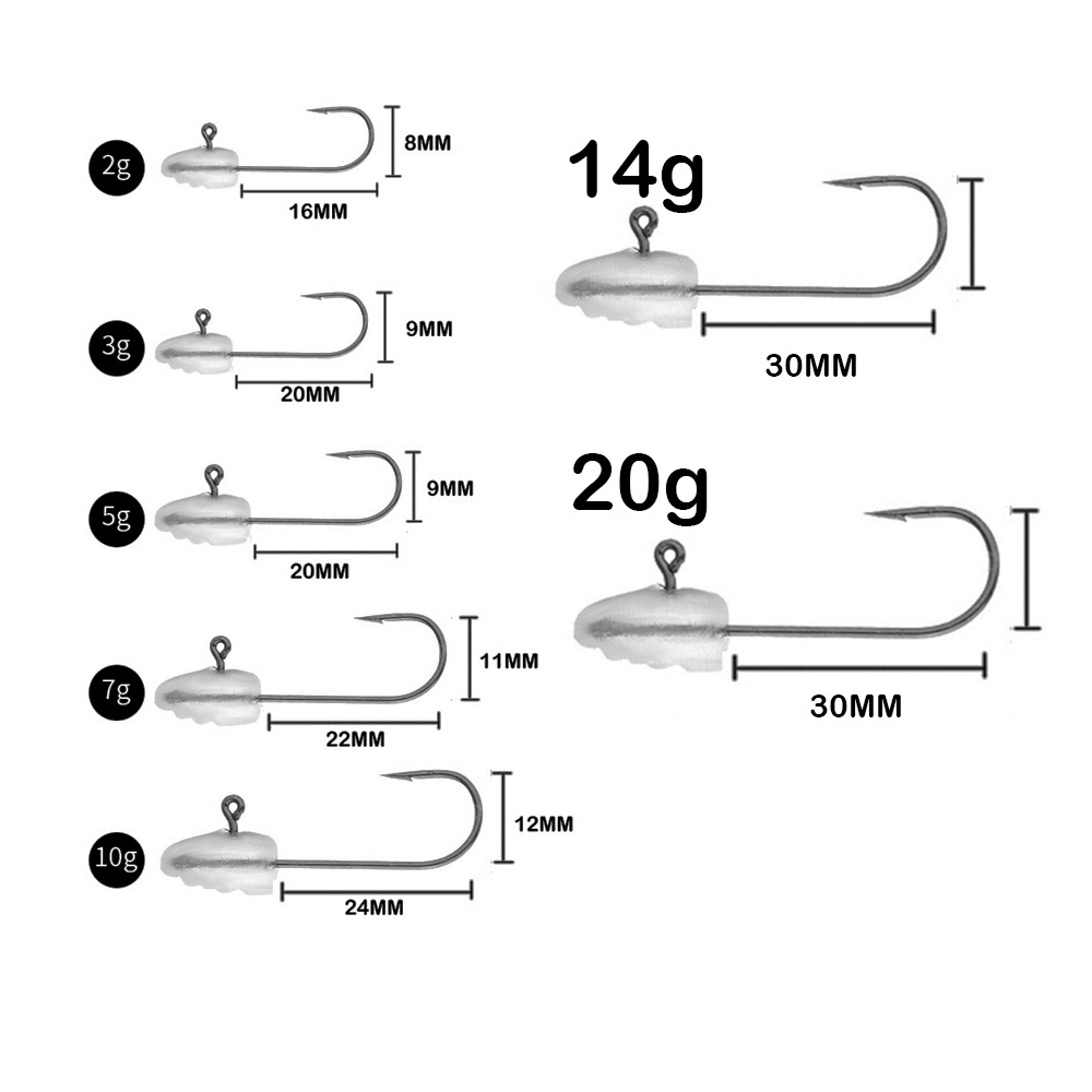 CHEERY 2g 3g 5g 7g 10g Jig Heads Hook Soft Artificial Bait Freshwater Seawater Barbed Lead Fishing Tackle Hooks – Fishhook – view 3