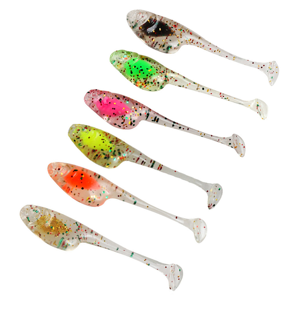 5cm 0.8g Floating Paddle T-Tail Shad Ajing Fishing Lure Rockfish Plastic Soft Lure Mini Worms Artificial Bait Bass – Worms & Grubs – view 1