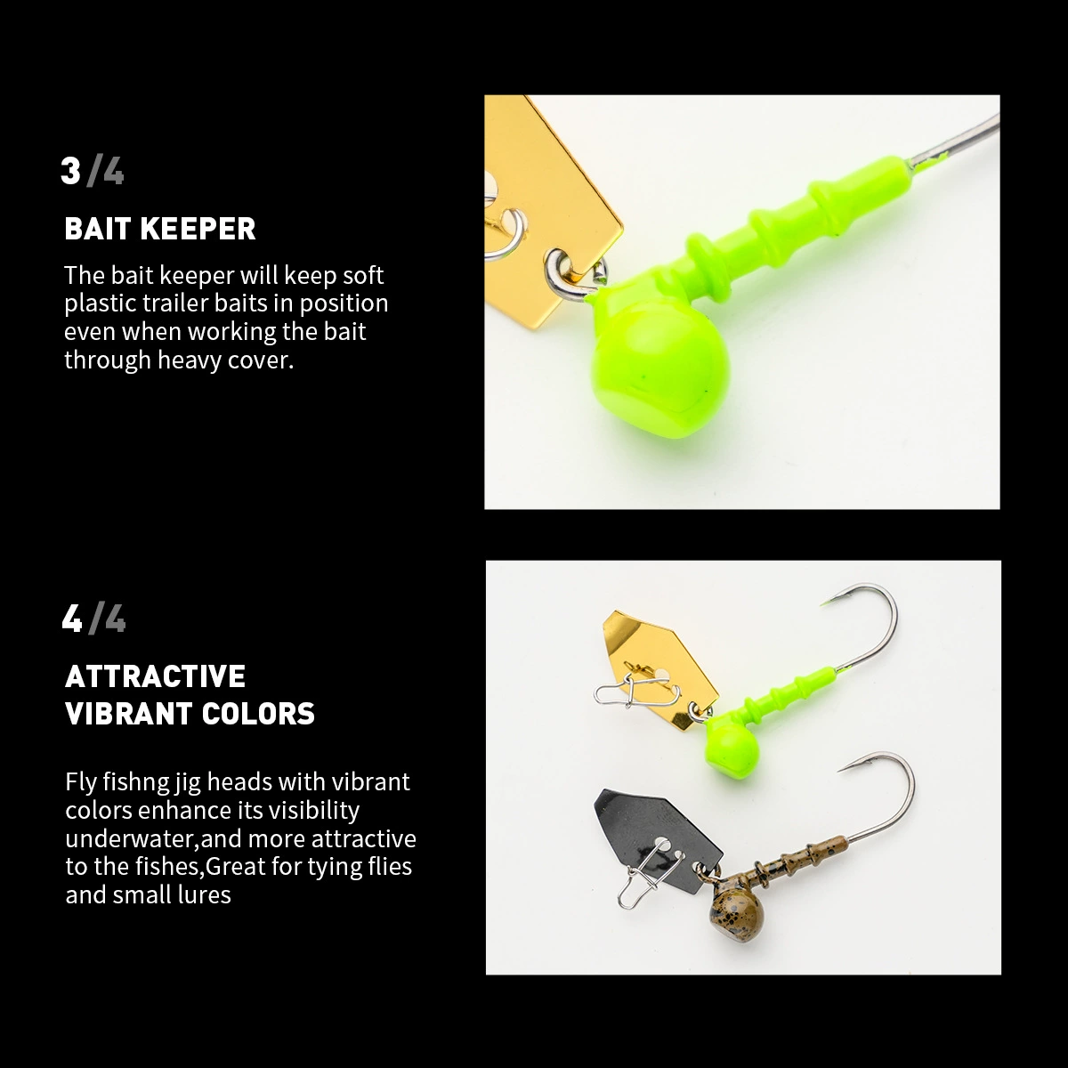 Cheery Steel Alloy 9g 45mm Jig Hooks with Spinner Barbed for Salmon Fishing-Saltwater & Freshwater Use – Fishhook – view 5