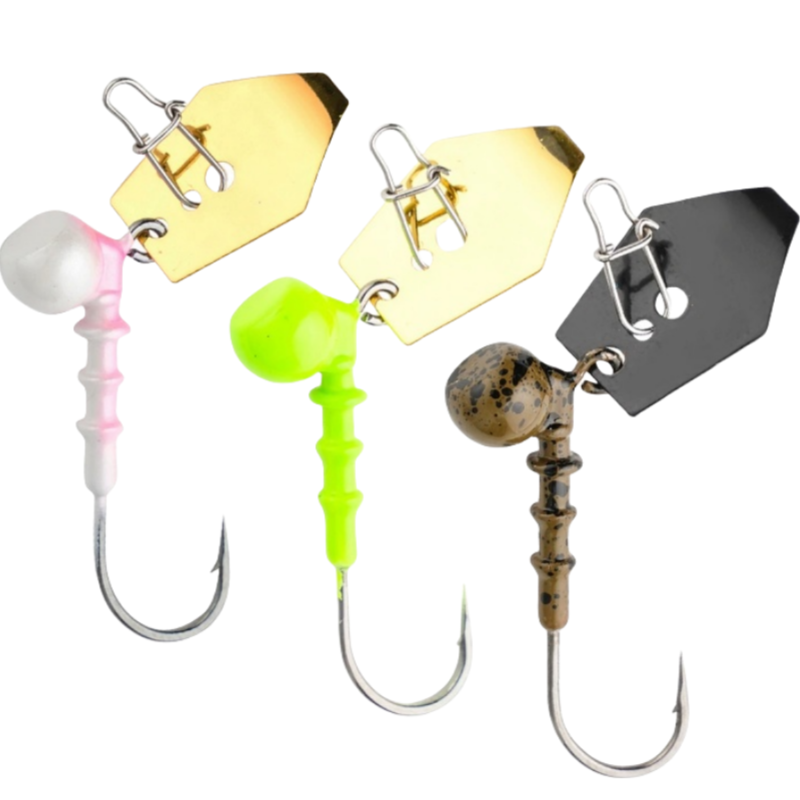 Cheery Steel Alloy 9g 45mm Jig Hooks with Spinner Barbed for Salmon Fishing-Saltwater & Freshwater Use – Fishhook – view 1