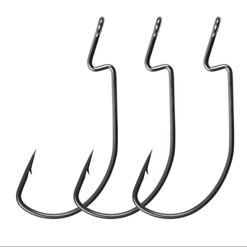 Factory 4X High Quality Manufacturer High Carbon Steel Crank Worm Fishing Hooks Offset Worm Hook – Fishhook – view 1