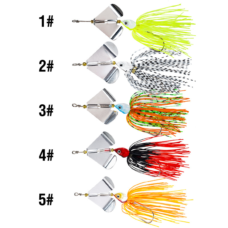 New Drop Shaped Lead Hook in Stock 13g Metal OPP Bag 3D Eyes 13g Artificial Skirt Lure Spinner Baits for River Fishing 5 Colors – Fishhook – view 5