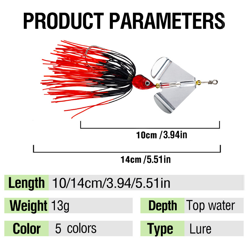 New Drop Shaped Lead Hook in Stock 13g Metal OPP Bag 3D Eyes 13g Artificial Skirt Lure Spinner Baits for River Fishing 5 Colors – Fishhook – view 3