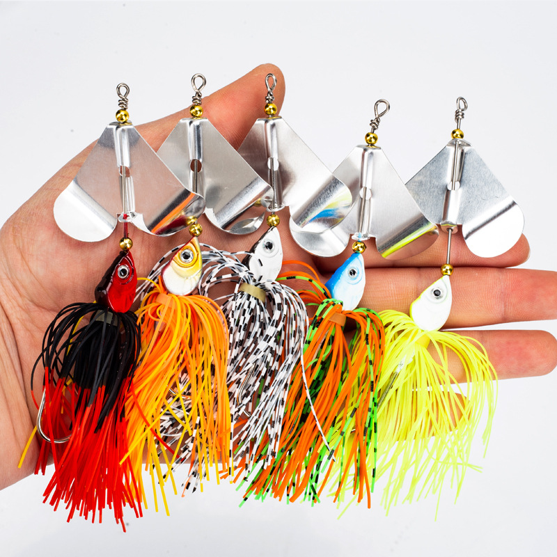 New Drop Shaped Lead Hook in Stock 13g Metal OPP Bag 3D Eyes 13g Artificial Skirt Lure Spinner Baits for River Fishing 5 Colors – Fishhook – view 2
