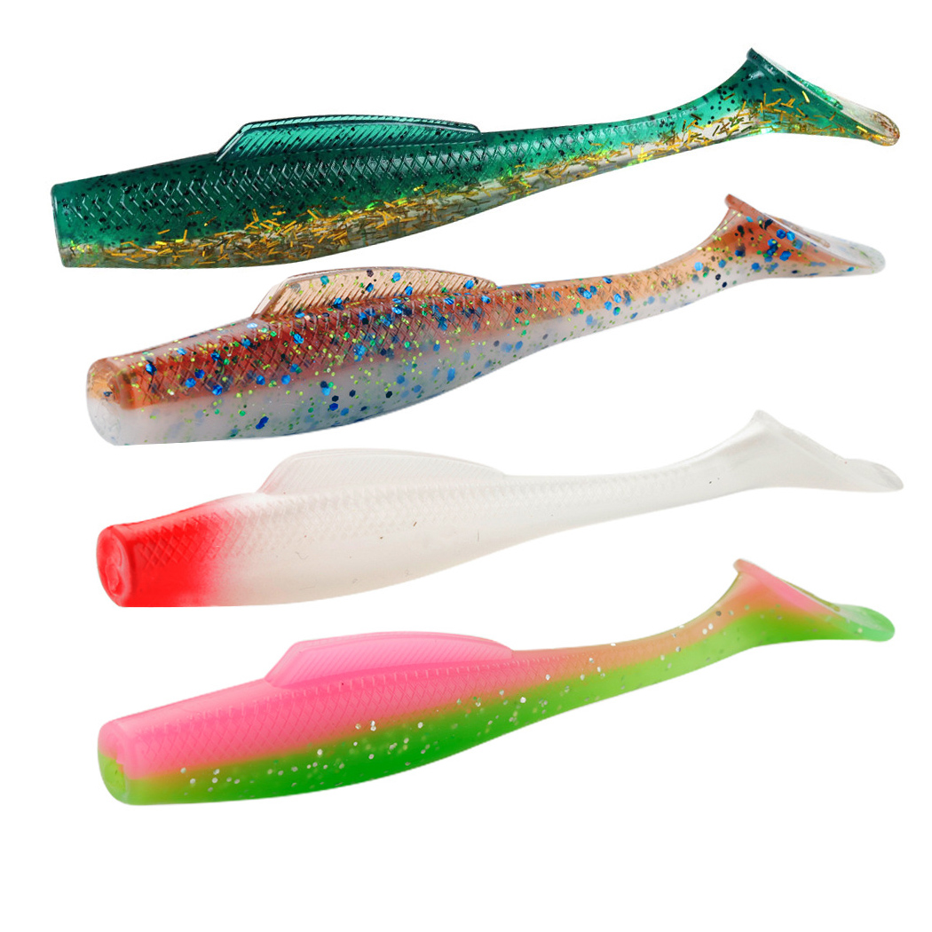 CHEERY New Arrival 100mm 6.5g TPE Soft Paddle T Tail Fishing Ripple Shad Lure 5pcs/bag – Worms & Grubs – view 2