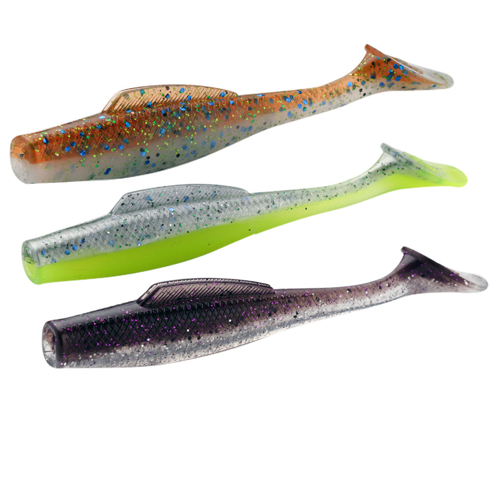 CHEERY New Arrival 100mm 6.5g TPE Soft Paddle T Tail Fishing Ripple Shad Lure 5pcs/bag – Worms & Grubs – view 3
